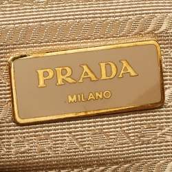 Pre Owned Prada Beige Saffiano Lux Leather Small Promenade Satchel
