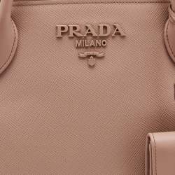 Pre Owned Prada Old Rose Saffiano Leather Medium Monochrome Tote