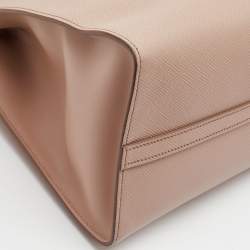 Pre Owned Prada Old Rose Saffiano Leather Medium Monochrome Tote