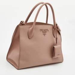 Pre Owned Prada Old Rose Saffiano Leather Medium Monochrome Tote
