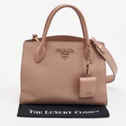 Pre Owned Prada Old Rose Saffiano Leather Medium Monochrome Tote