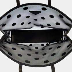 Pre Owned Prada Black Mesh Polka Dot Tote Bag