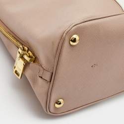 Pre Owned Prada Pink/White Saffiano Lux Leather Large Promenade Satchel