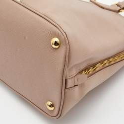 Pre Owned Prada Pink/White Saffiano Lux Leather Large Promenade Satchel