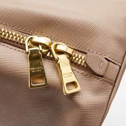 Pre Owned Prada Pink/White Saffiano Lux Leather Large Promenade Satchel