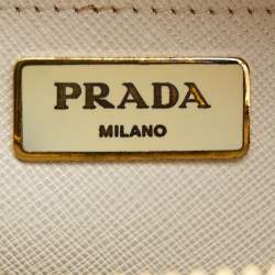 Pre Owned Prada Pink/White Saffiano Lux Leather Large Promenade Satchel
