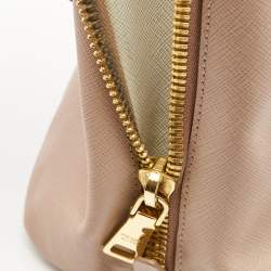 Pre Owned Prada Pink/White Saffiano Lux Leather Large Promenade Satchel