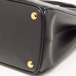 Prada Black Saffiano Lux Leather Small Double Zip Tote