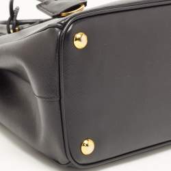 Prada Black Saffiano Lux Leather Small Double Zip Tote