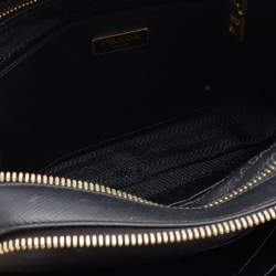 Pre Owned Prada Black Saffiano Lux Leather Double Zip Camera Crossbody Bag