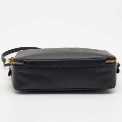 Pre Owned Prada Black Saffiano Lux Leather Double Zip Camera Crossbody Bag