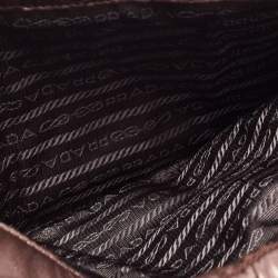 Pre Owned Prada Metallic Dark Brown Matelasse Leather Pushlock Flap Shoulder Bag