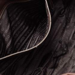 Pre Owned Prada Metallic Dark Brown Matelasse Leather Pushlock Flap Shoulder Bag