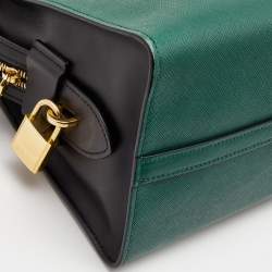 Prada Military Green and Black City Leather Medium Esplanade Satchel
