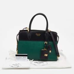 Prada Military Green and Black City Leather Medium Esplanade Satchel