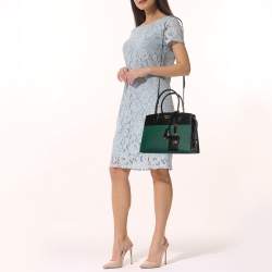 Prada Military Green and Black City Leather Medium Esplanade Satchel