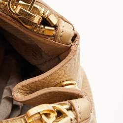 Pre Owned Prada Beige Vitello Daino Leather Large Double Zip Tote