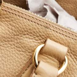 Pre Owned Prada Beige Vitello Daino Leather Large Double Zip Tote