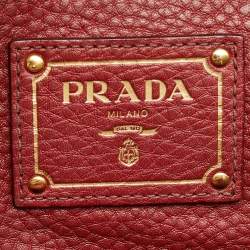 Pre Owned Prada Red Leather Convertible Satchel
