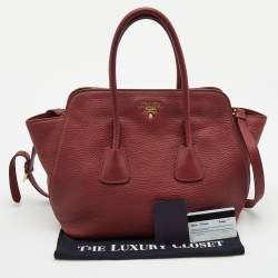 Pre Owned Prada Red Leather Convertible Satchel