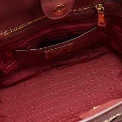 Pre Owned Prada Red Leather Convertible Satchel