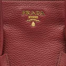 Pre Owned Prada Red Leather Convertible Satchel