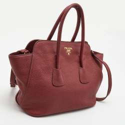 Pre Owned Prada Red Leather Convertible Satchel