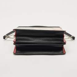 Prada Black/Red Saffiano Print Leather Face Art Top Handle Bag