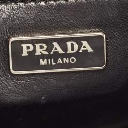Prada Black/Red Saffiano Print Leather Face Art Top Handle Bag