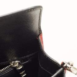 Prada Black/Red Saffiano Print Leather Face Art Top Handle Bag