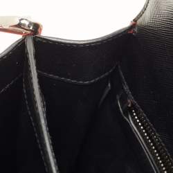 Prada Black/Red Saffiano Print Leather Face Art Top Handle Bag