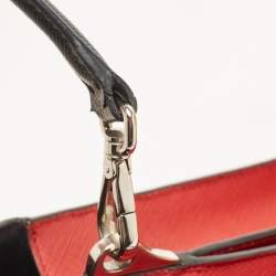Prada Black/Red Saffiano Print Leather Face Art Top Handle Bag