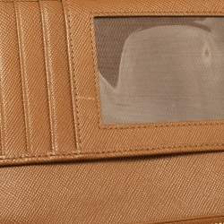 Pre Owned Prada Tan Saffiano Lux Leather Flap Continental Wallet