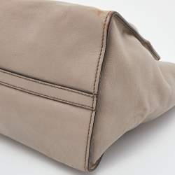 Pre Owned Prada Taupe Glace Leather Twin Pocket Tote