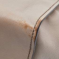 Pre Owned Prada Taupe Glace Leather Twin Pocket Tote