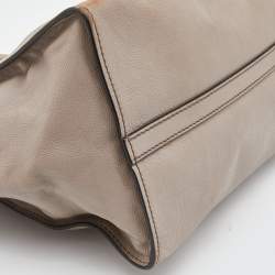 Pre Owned Prada Taupe Glace Leather Twin Pocket Tote