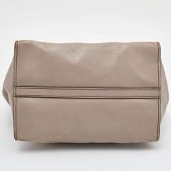 Pre Owned Prada Taupe Glace Leather Twin Pocket Tote