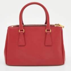 Prada Red Saffiano Lux Leather Galleria Double Zip Tote