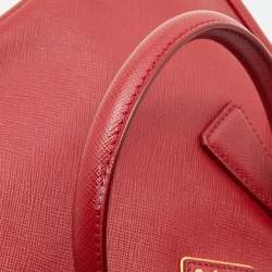 Prada Red Saffiano Lux Leather Galleria Double Zip Tote