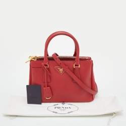 Prada Red Saffiano Lux Leather Galleria Double Zip Tote