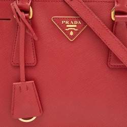 Prada Red Saffiano Lux Leather Galleria Double Zip Tote