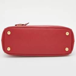 Prada Red Saffiano Lux Leather Galleria Double Zip Tote
