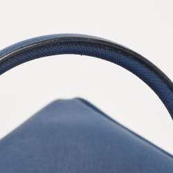 Pre Owned Prada Navy Blue Saffiano Lux Leather Medium Double Zip Tote