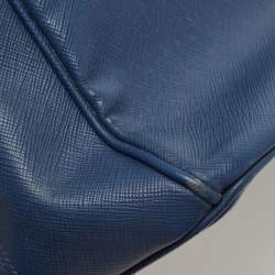 Pre Owned Prada Navy Blue Saffiano Lux Leather Medium Double Zip Tote