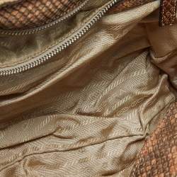 Pre Owned Prada Beige Python and Nylon Buckle Flap Satchel