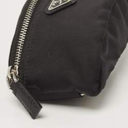 Pre Owned Prada Black Nylon Logo Wrist Pouch