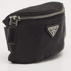 Pre Owned Prada Black Nylon Logo Wrist Pouch