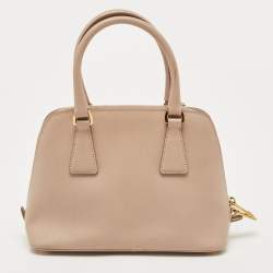 Pre Owned Prada Beige Saffiano Leather Small Promenade Satchel