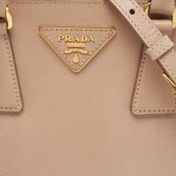 Pre Owned Prada Beige Saffiano Leather Small Promenade Satchel