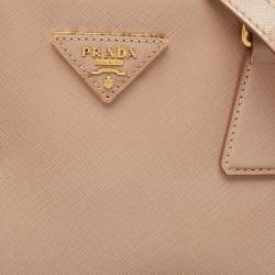 Pre Owned Prada Beige Saffiano Lux Leather Small Galleria Tote